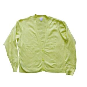 A New Day Women's Cardigan Sweater Size L -Neon Yellow, Button Down